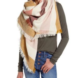 COPY - Madewell | Bold Stripe Blanket Square Scarf In Bright Berry Natural
